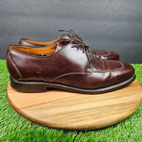 Allen Edmonds Burton Derby Oxford Brown Leather Dress Shoes Apron Toe Mens 10 D main image 8